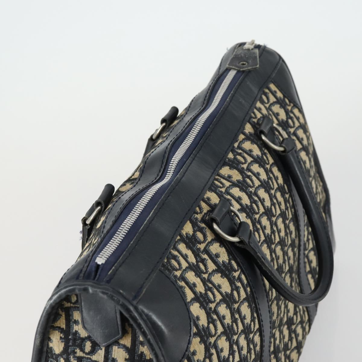 Christian Dior Trotter Canvas Hand Bag Navy Silver Auth 159228