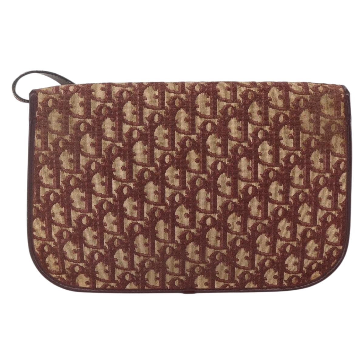 Christian Dior Trotter Canvas Shoulder Bag PVC Red Gold Auth 159229