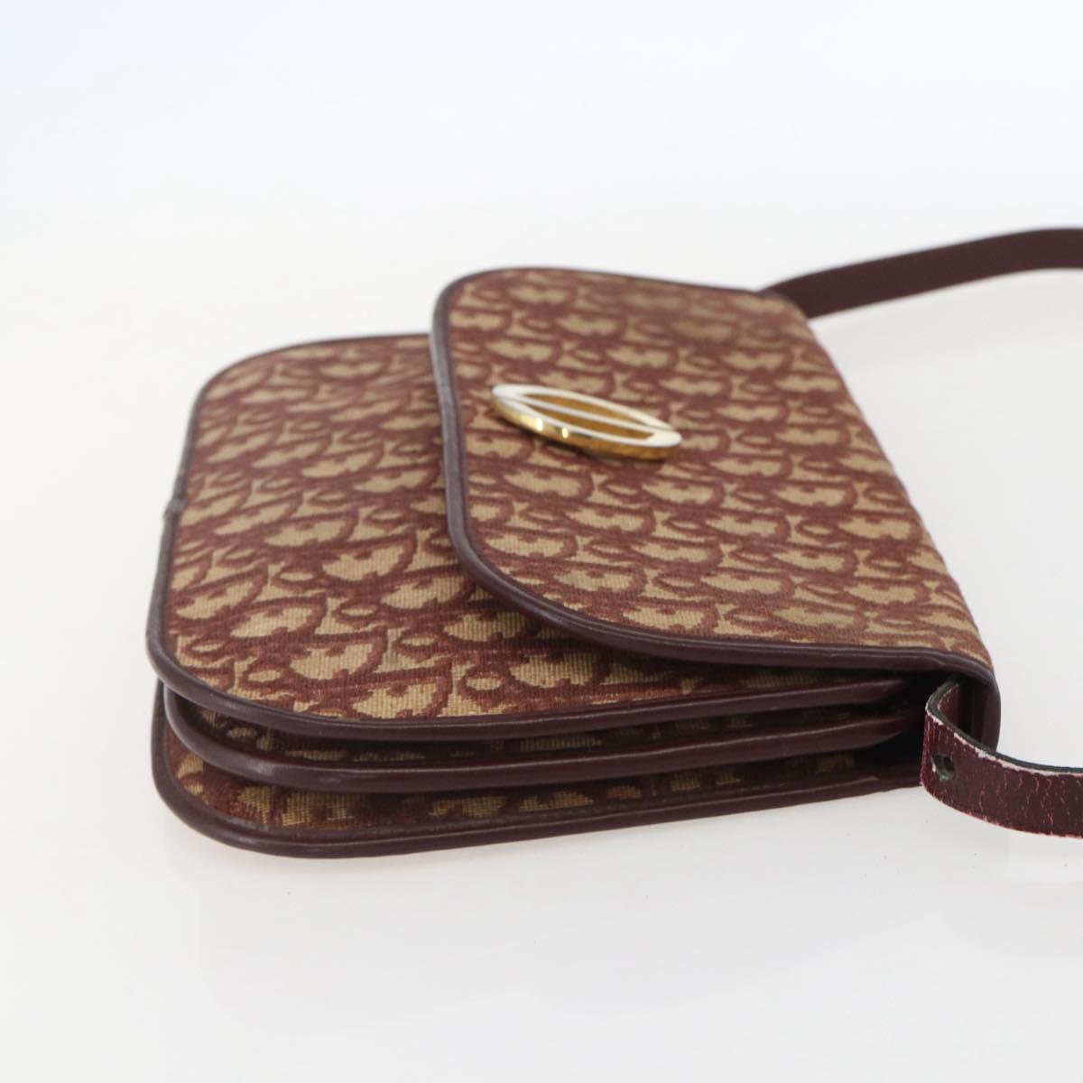 Christian Dior Trotter Canvas Shoulder Bag PVC Red Gold Auth 159229