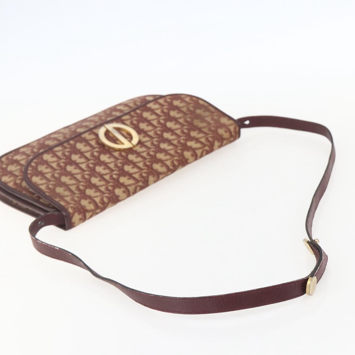 Christian Dior Trotter Canvas Shoulder Bag PVC Red Gold Auth 159229