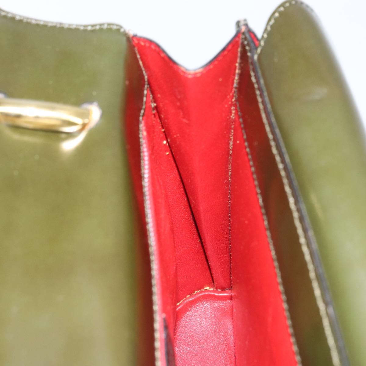 CELINE Hand Bag Suede Khaki Gold Auth 159231