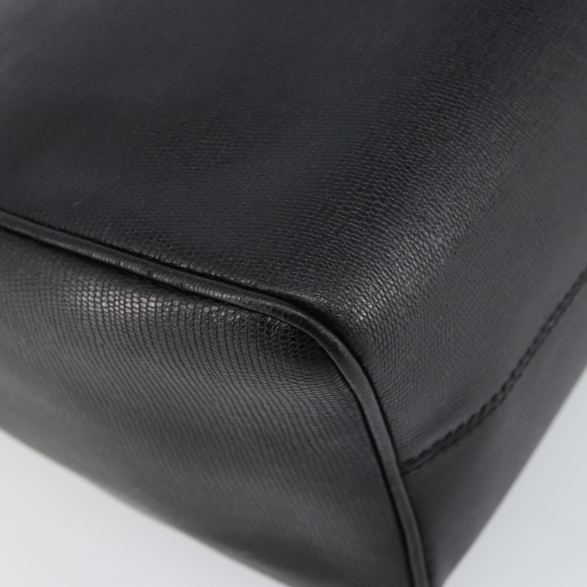 CELINE Circle Shoulder Bag Leather Black Gold Auth 159233