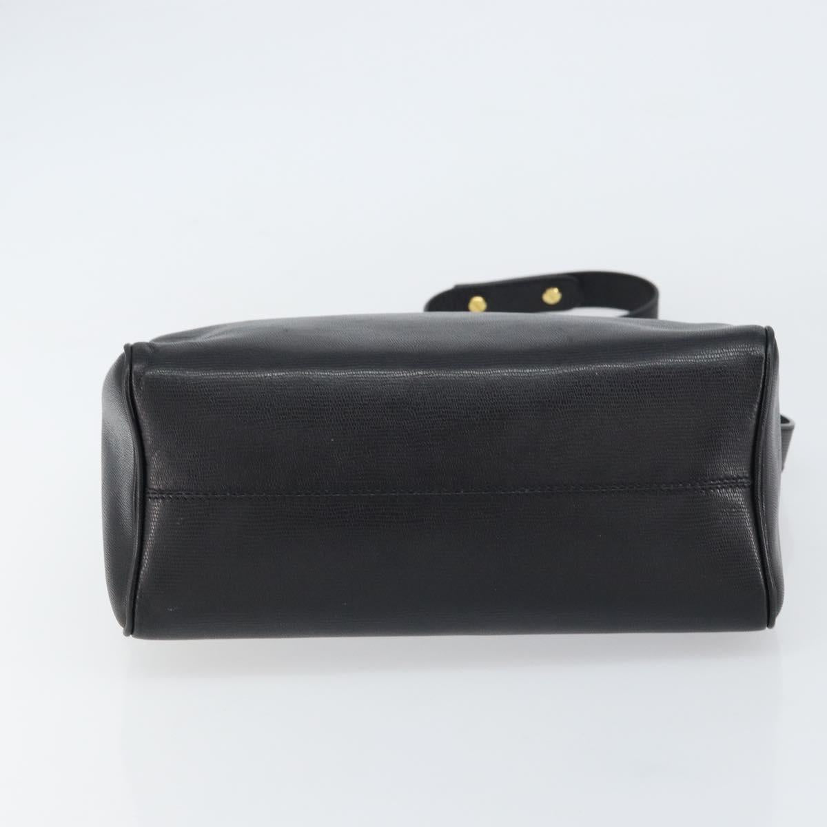 CELINE Circle Shoulder Bag Leather Black Gold Auth 159233
