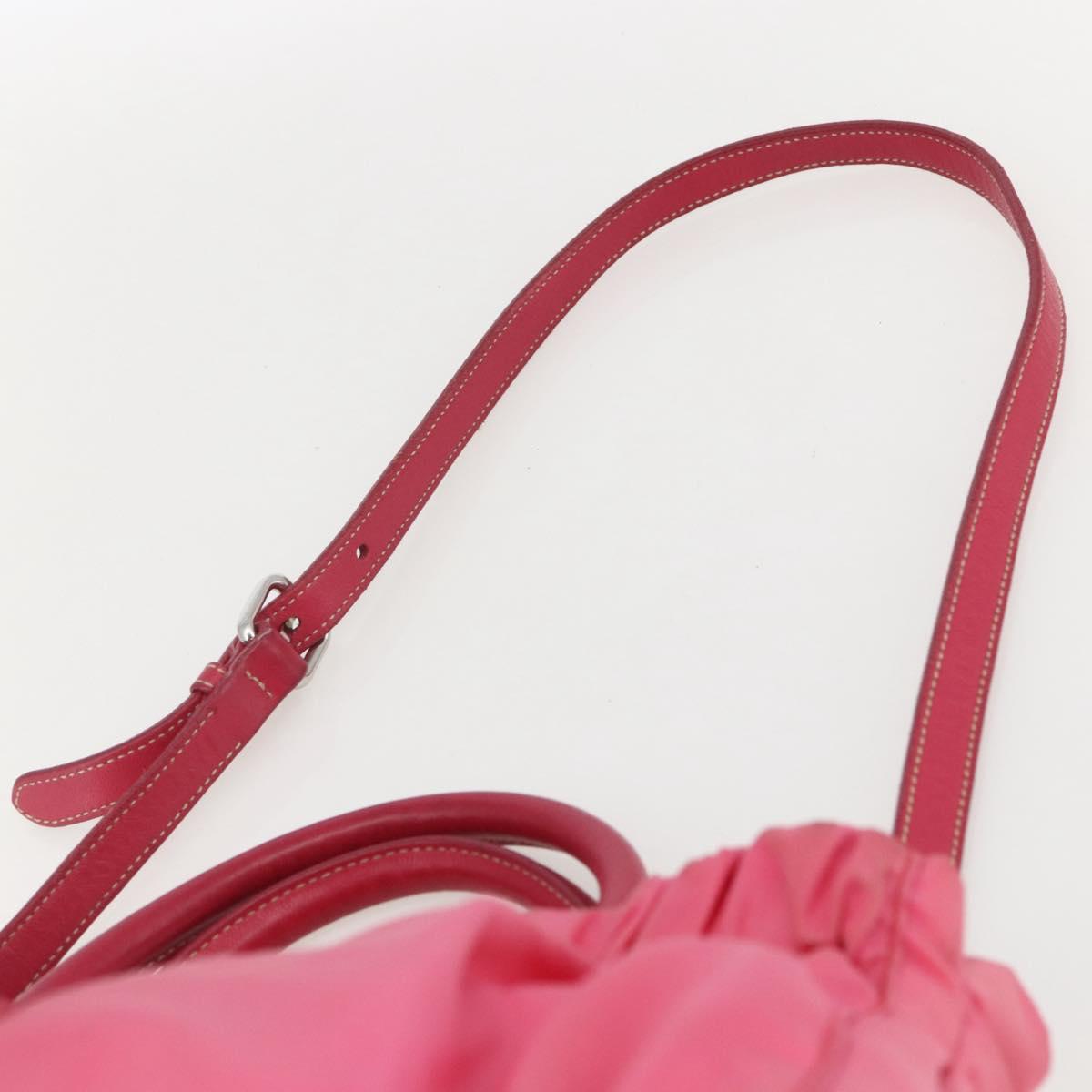 PRADA Hand Bag Nylon 2way Pink Gold Auth 159239