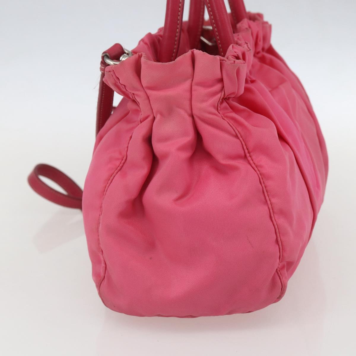 PRADA Hand Bag Nylon 2way Pink Gold Auth 159239