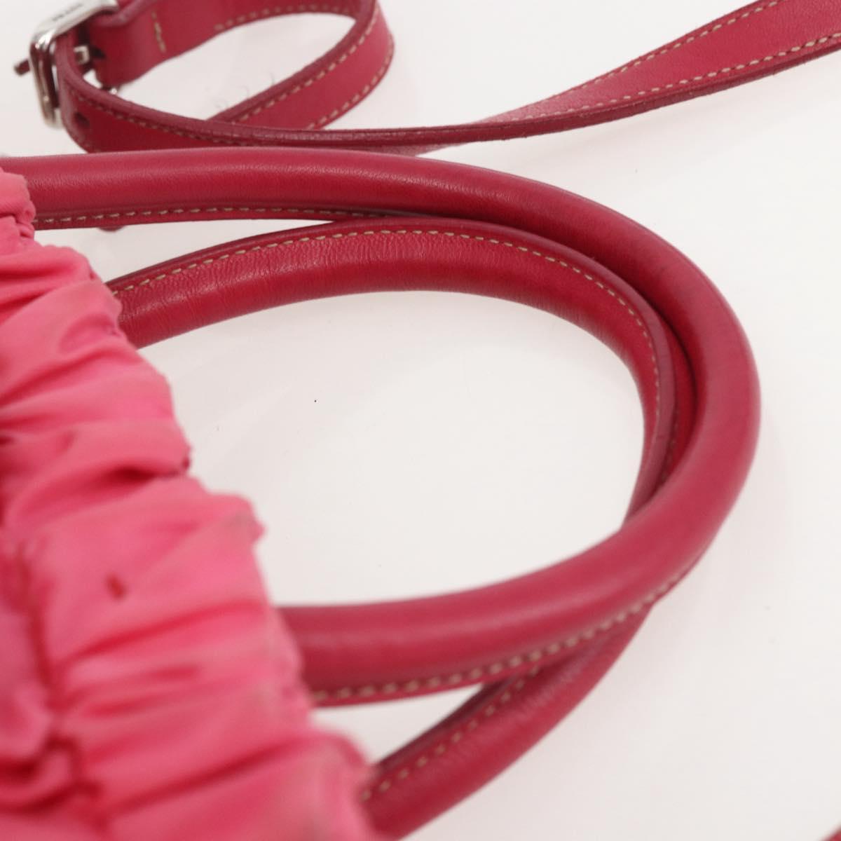 PRADA Hand Bag Nylon 2way Pink Gold Auth 159239
