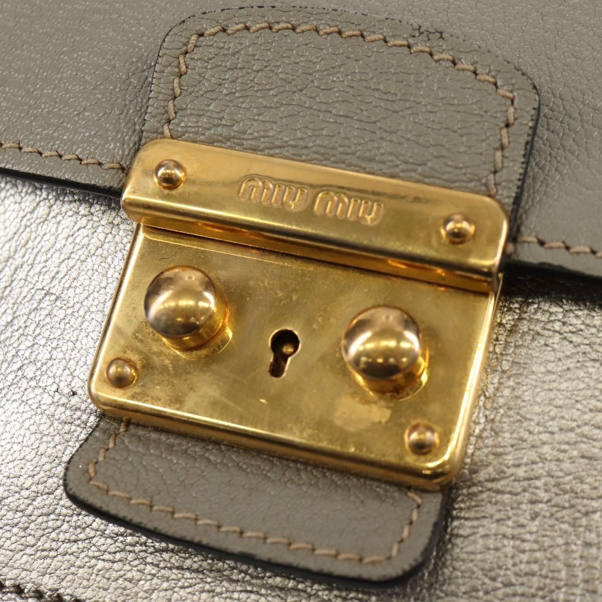 Miu Miu Chain Shoulder Bag Leather Gold Silver Auth 159240V