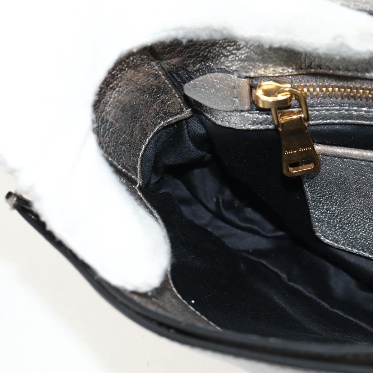 Miu Miu Chain Shoulder Bag Leather Gold Silver Auth 159240V