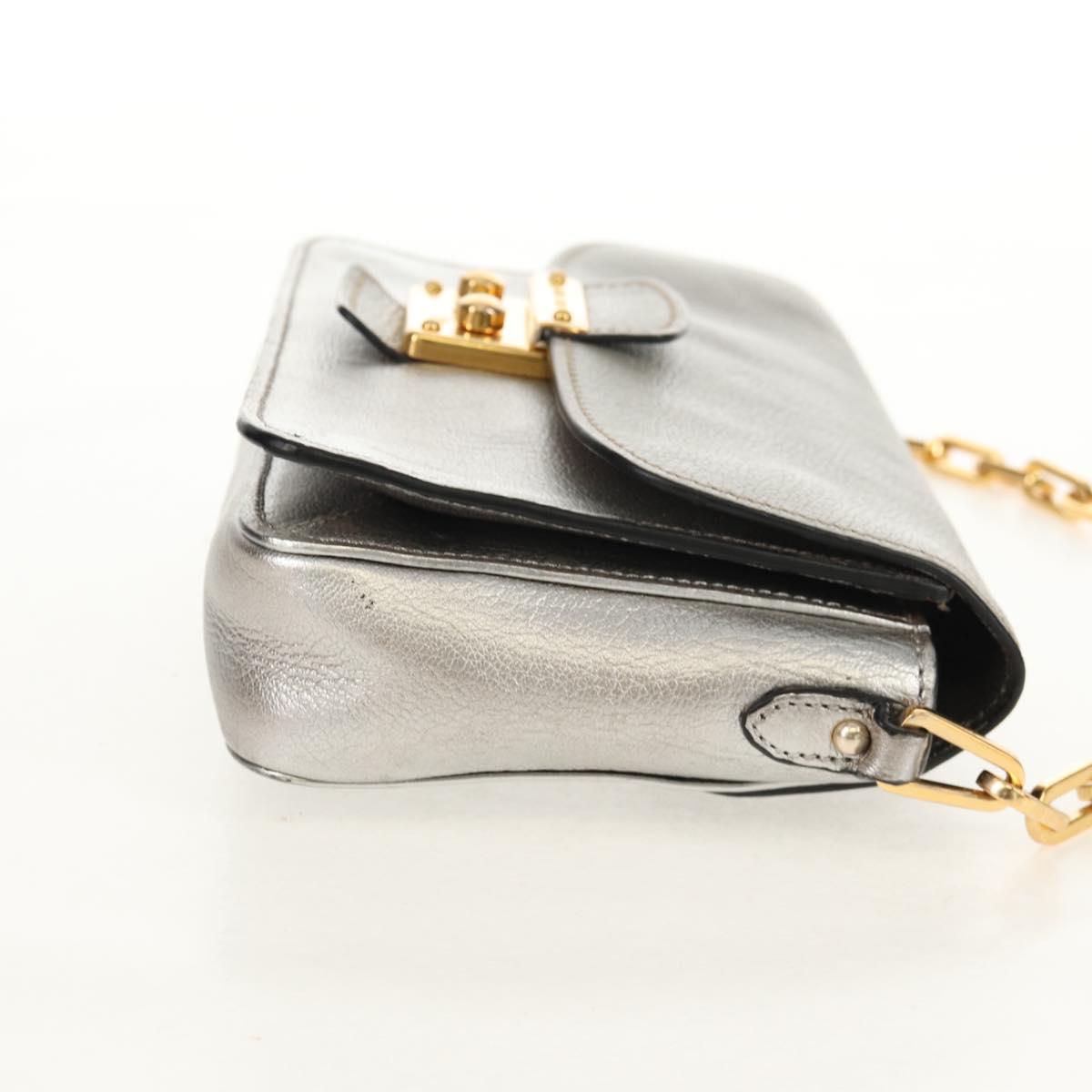 Miu Miu Chain Shoulder Bag Leather Gold Silver Auth 159240V