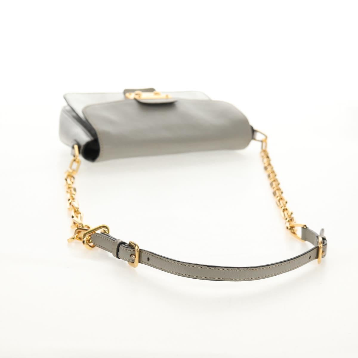 Miu Miu Chain Shoulder Bag Leather Gold Silver Auth 159240V