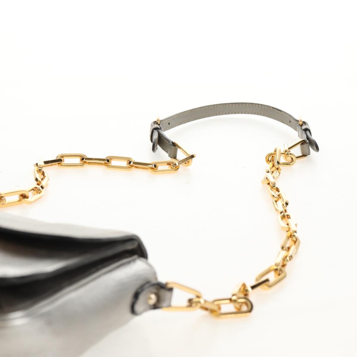 Miu Miu Chain Shoulder Bag Leather Gold Silver Auth 159240V