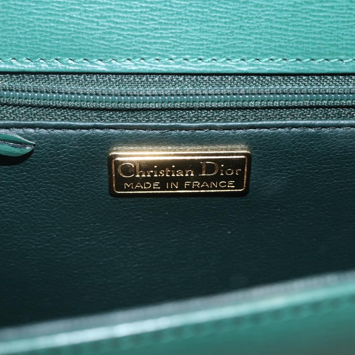 Christian Dior Shoulder Bag Leather Green Gold Auth 159257A