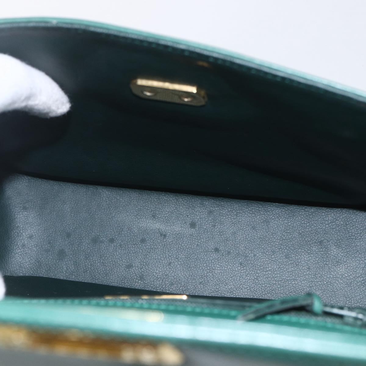 Christian Dior Shoulder Bag Leather Green Gold Auth 159257A