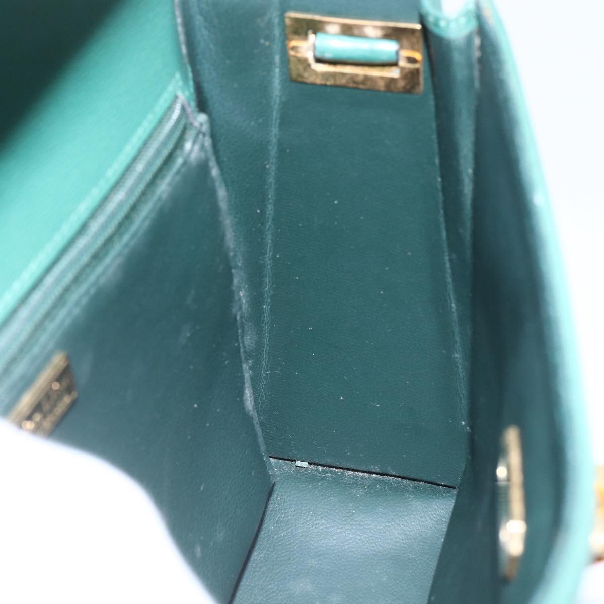 Christian Dior Shoulder Bag Leather Green Gold Auth 159257A