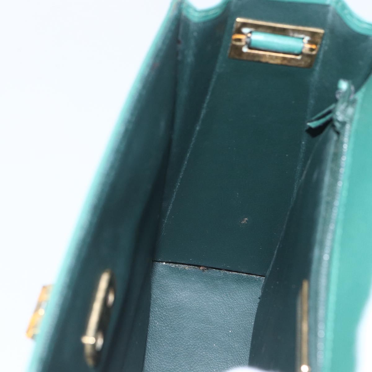 Christian Dior Shoulder Bag Leather Green Gold Auth 159257A