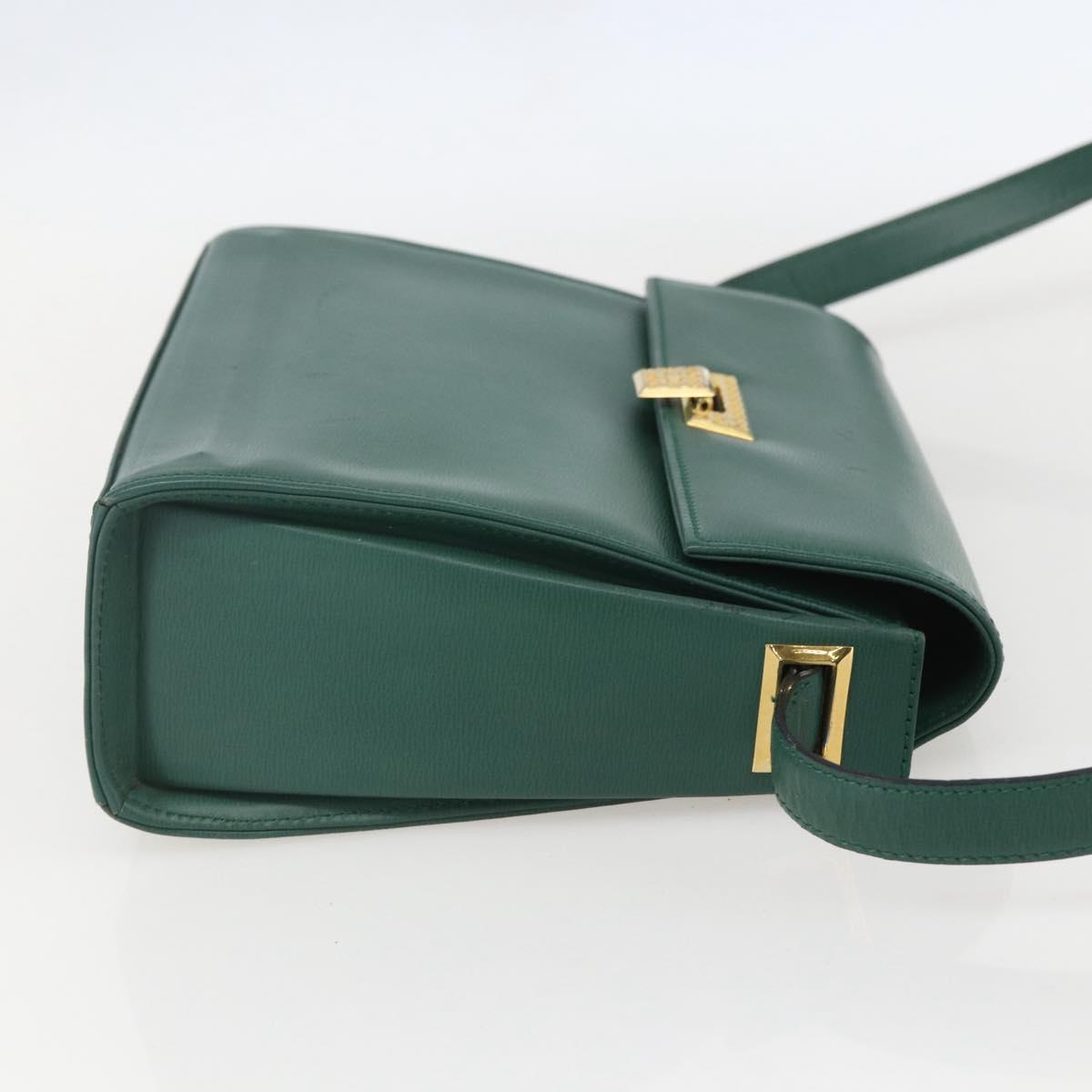 Christian Dior Shoulder Bag Leather Green Gold Auth 159257A