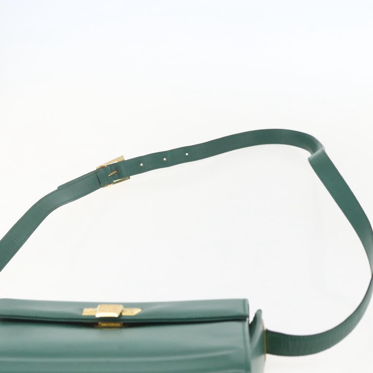 Christian Dior Shoulder Bag Leather Green Gold Auth 159257A