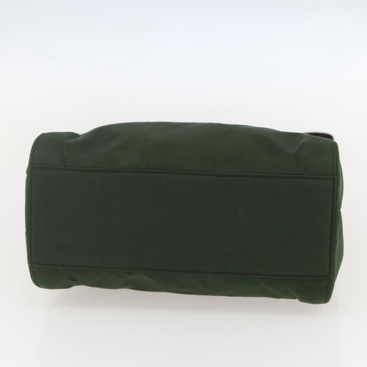PRADA Chain Shoulder Bag Nylon Green Gold Auth 159258