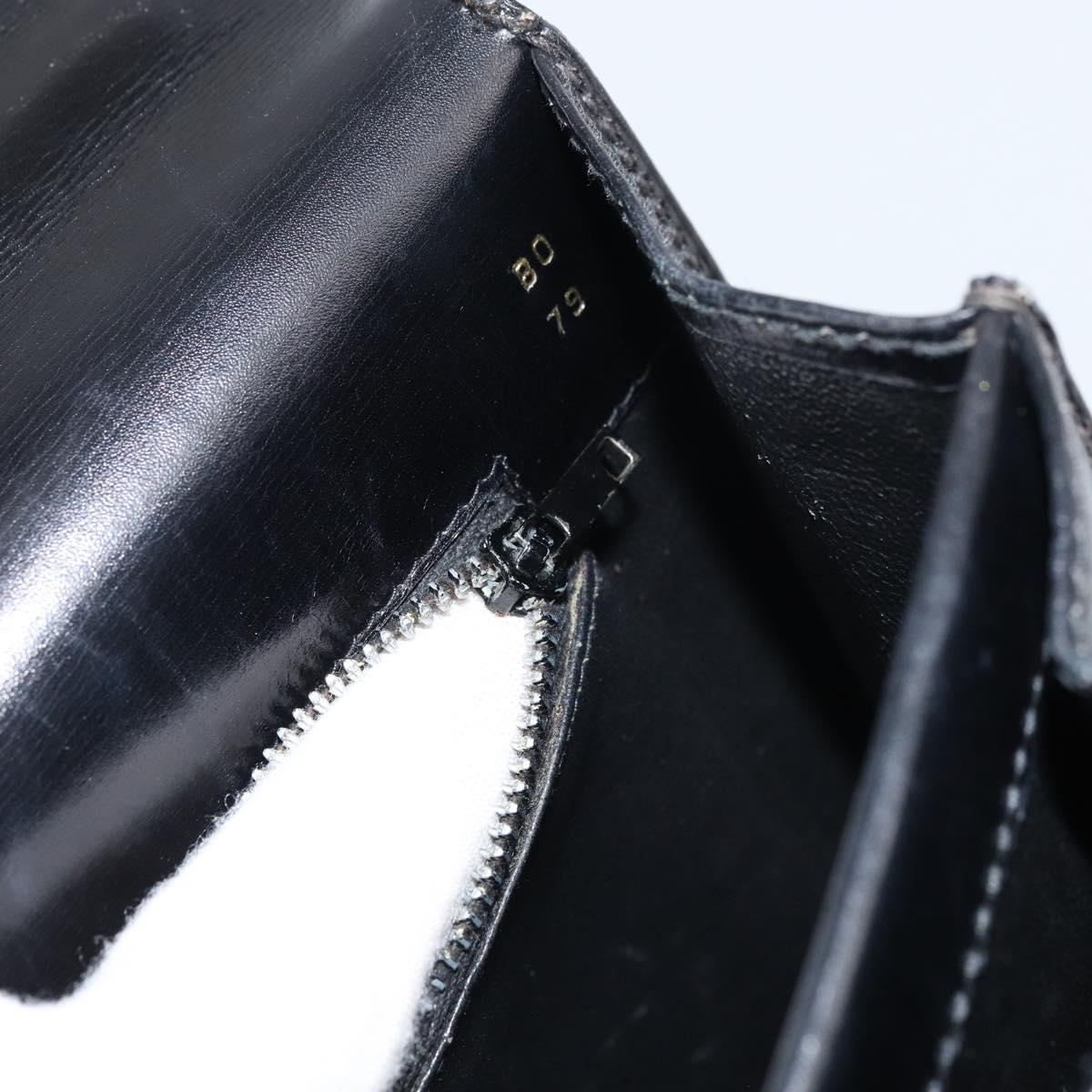 GUCCI Hand Bag Leather Black Gold Auth 159265