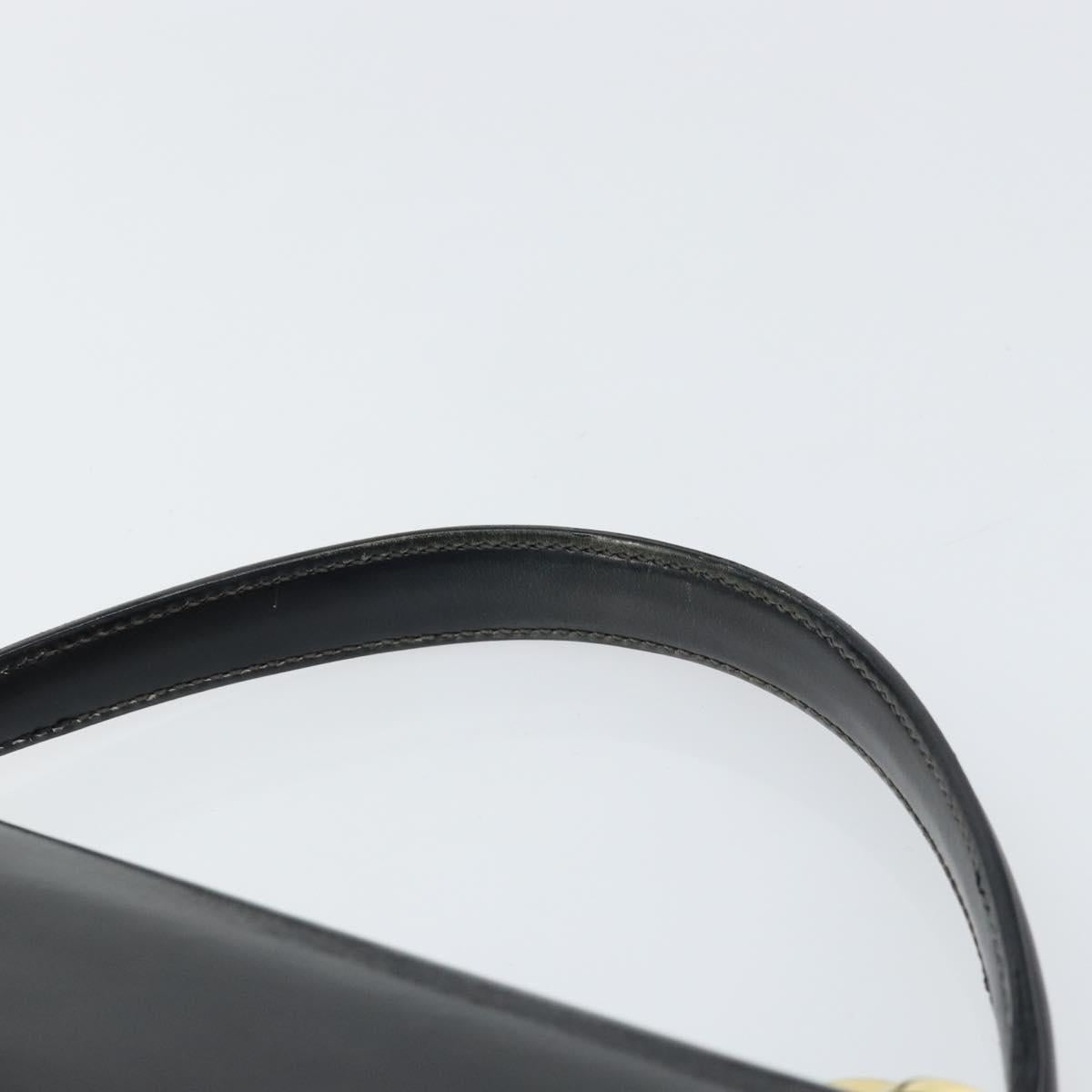 GUCCI Hand Bag Leather Black Gold Auth 159265