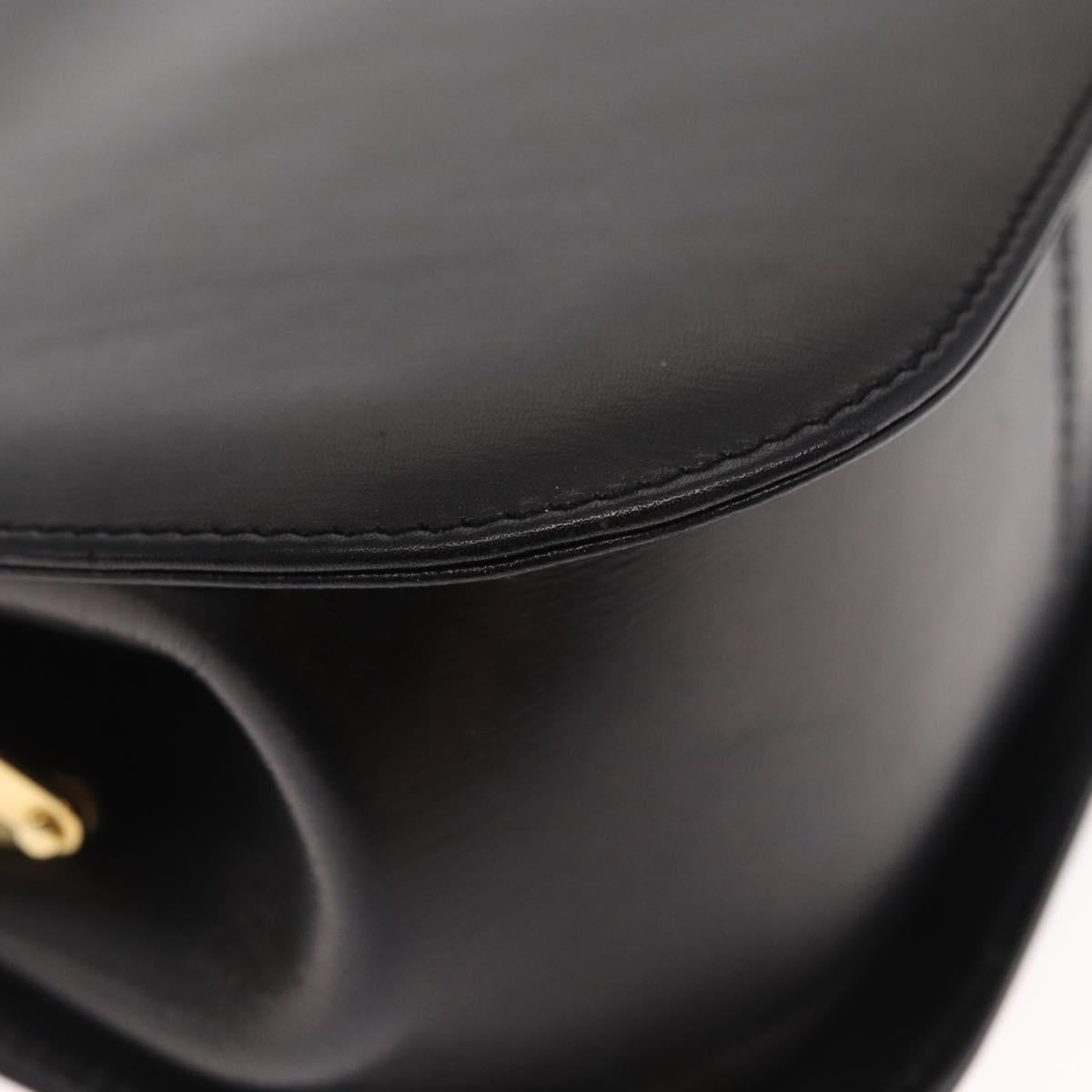 Salvatore Ferragamo Gancini Hand Bag Leather Black Gold Auth 159266V