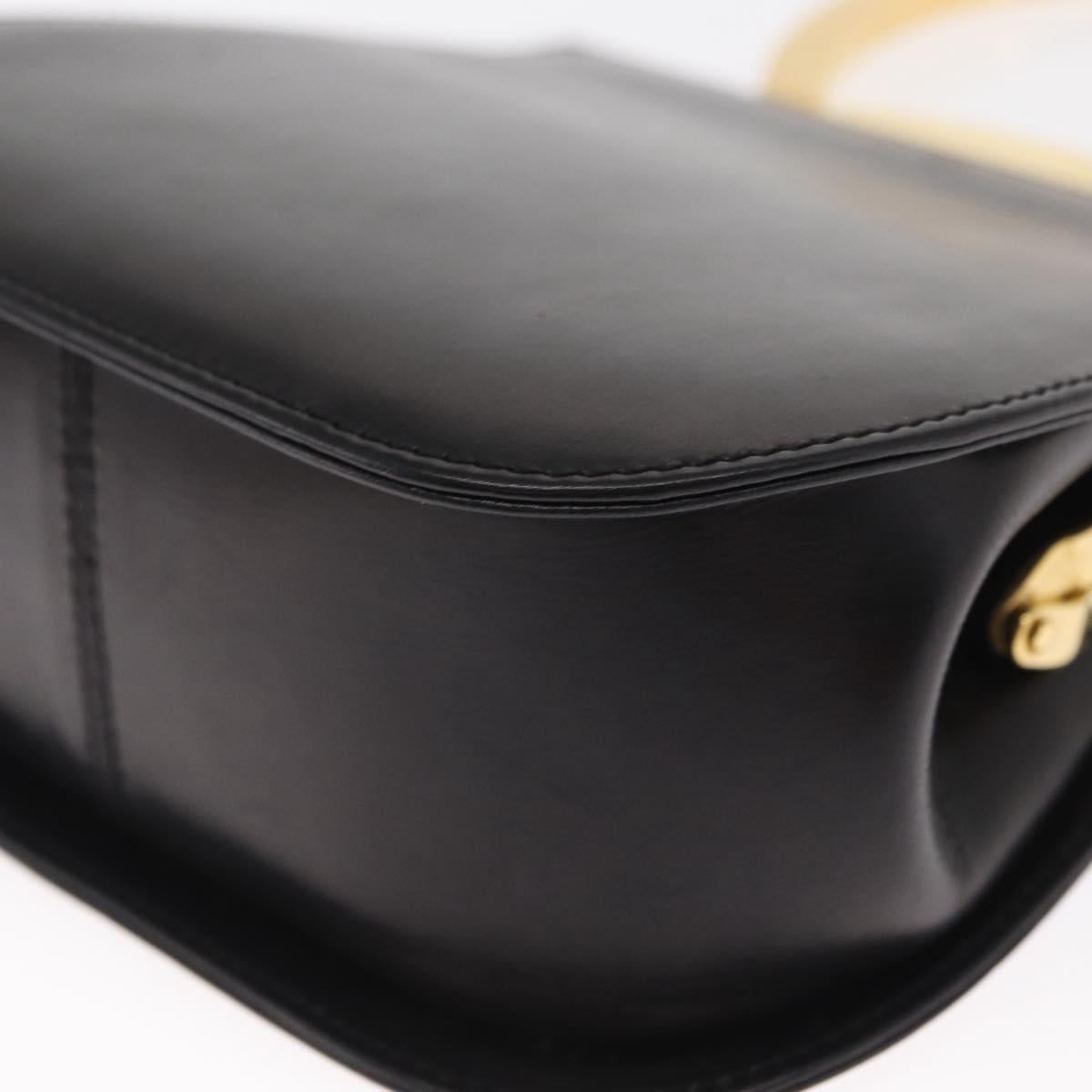 Salvatore Ferragamo Gancini Hand Bag Leather Black Gold Auth 159266V