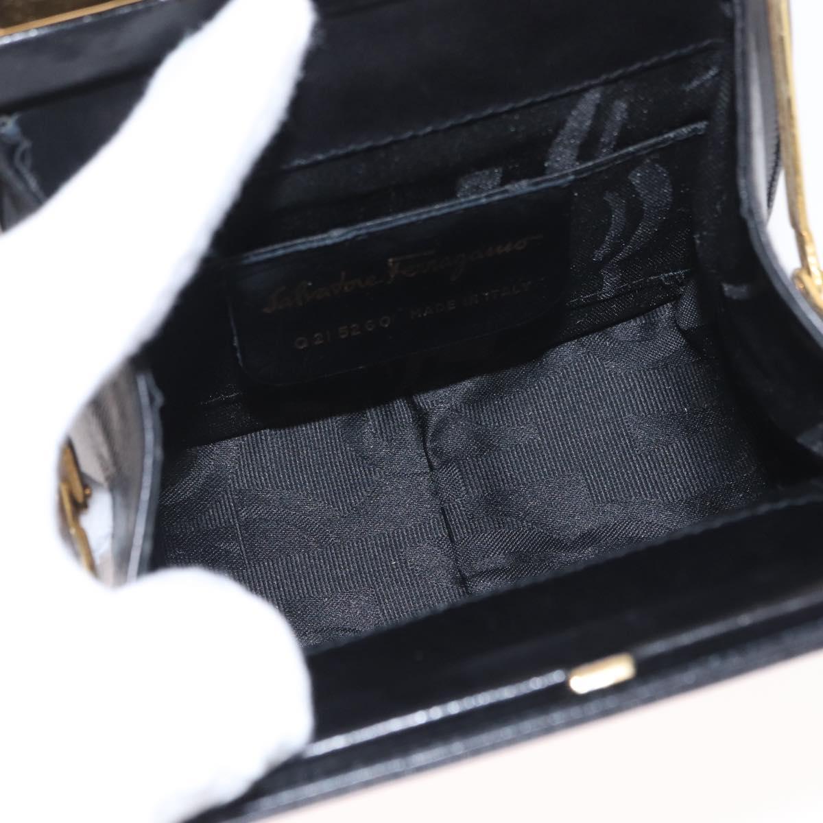 Salvatore Ferragamo Gancini Hand Bag Leather Black Gold Auth 159266V