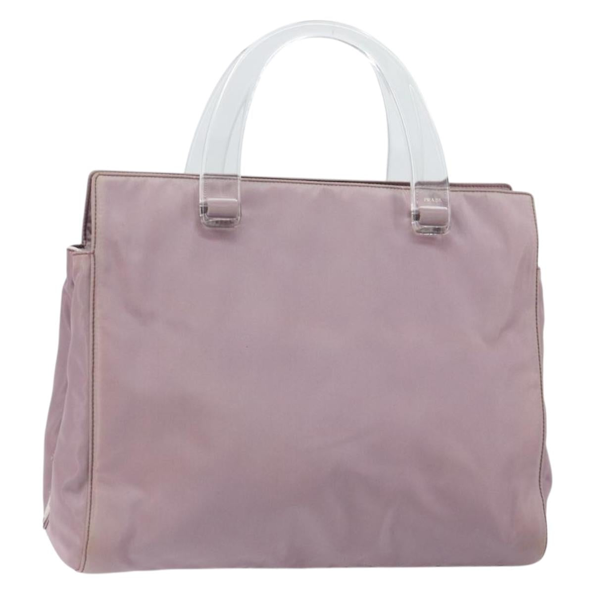PRADA Hand Bag Nylon Lavende Silver Auth 159273