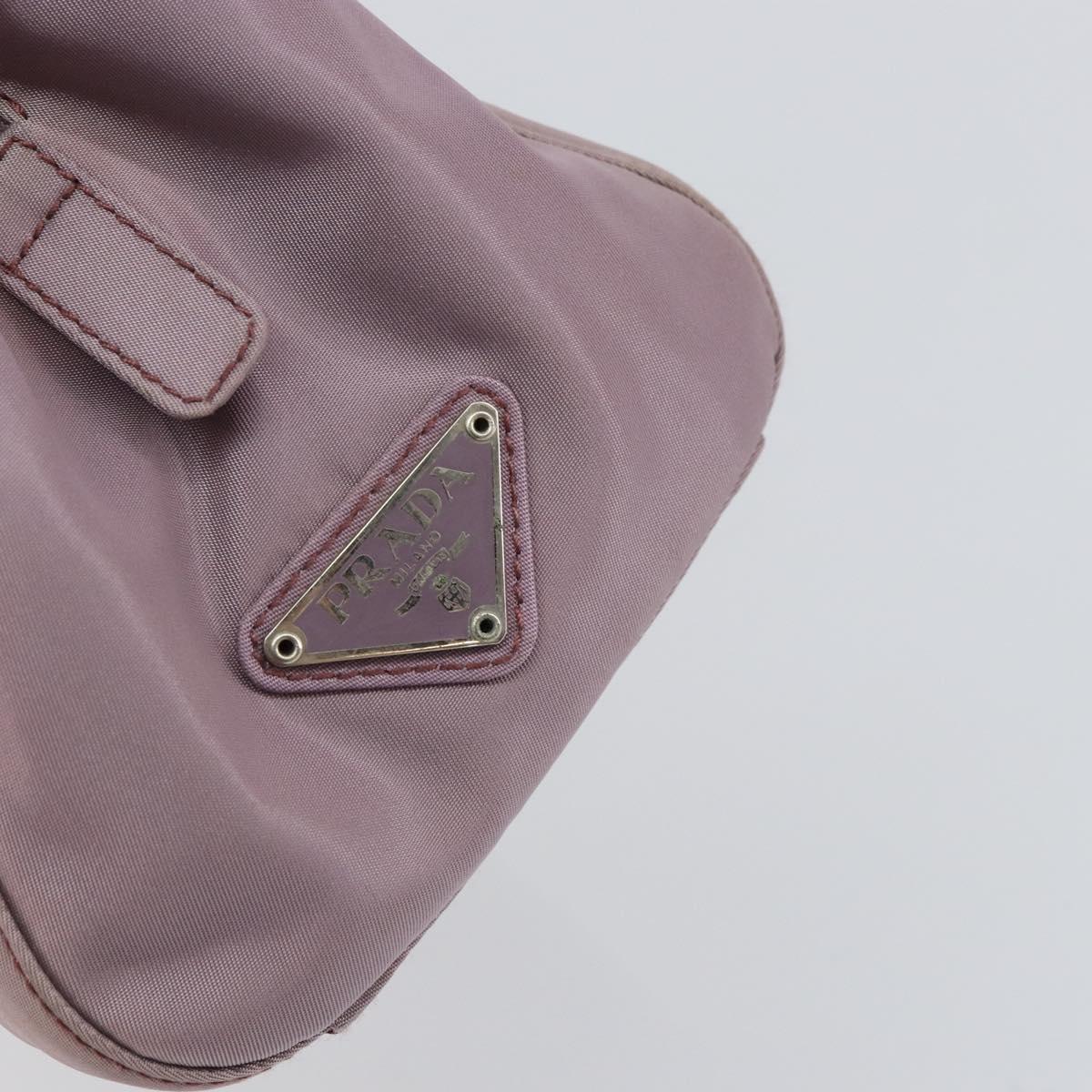 PRADA Hand Bag Nylon Lavende Silver Auth 159273