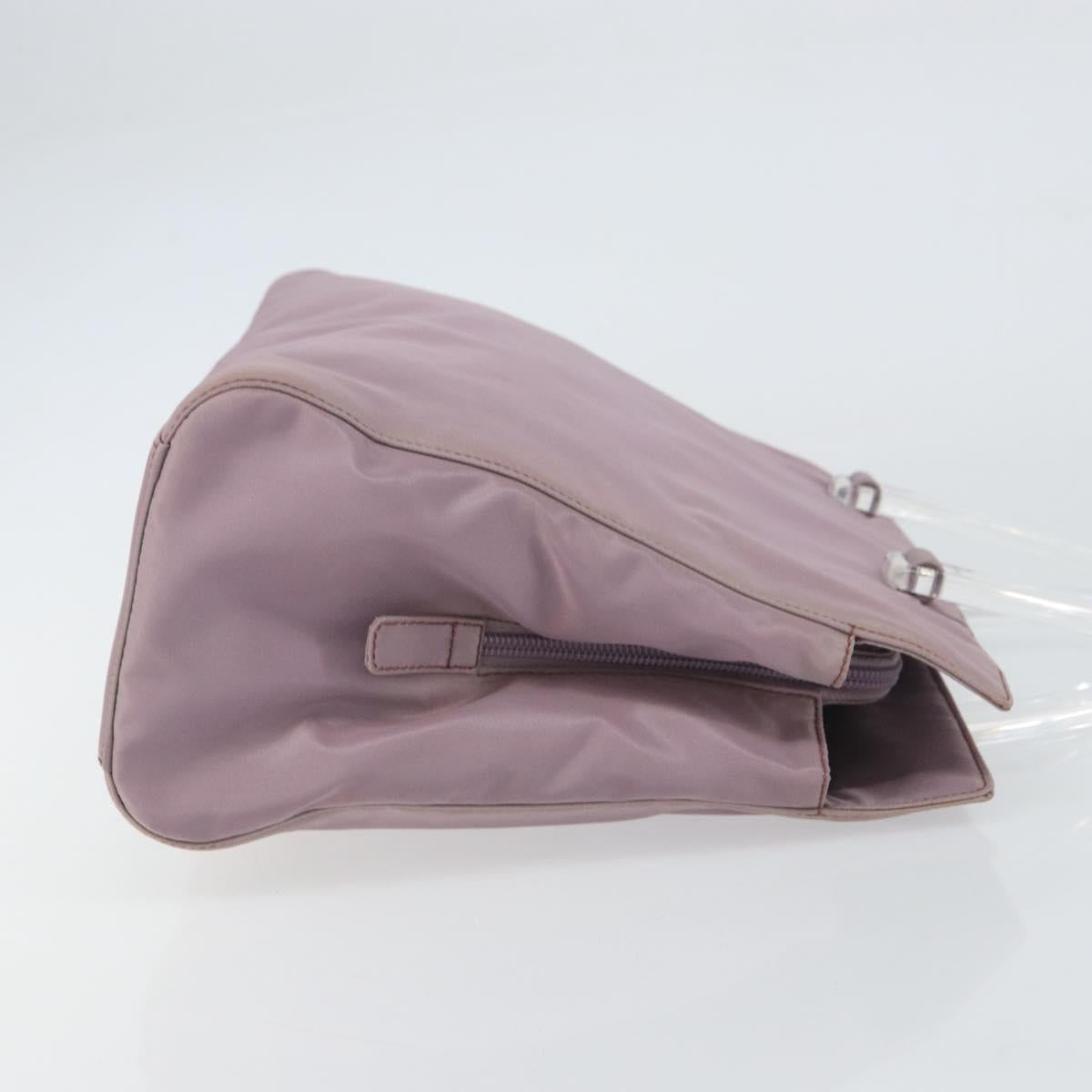 PRADA Hand Bag Nylon Lavende Silver Auth 159273