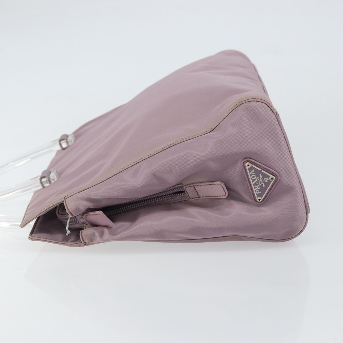 PRADA Hand Bag Nylon Lavende Silver Auth 159273