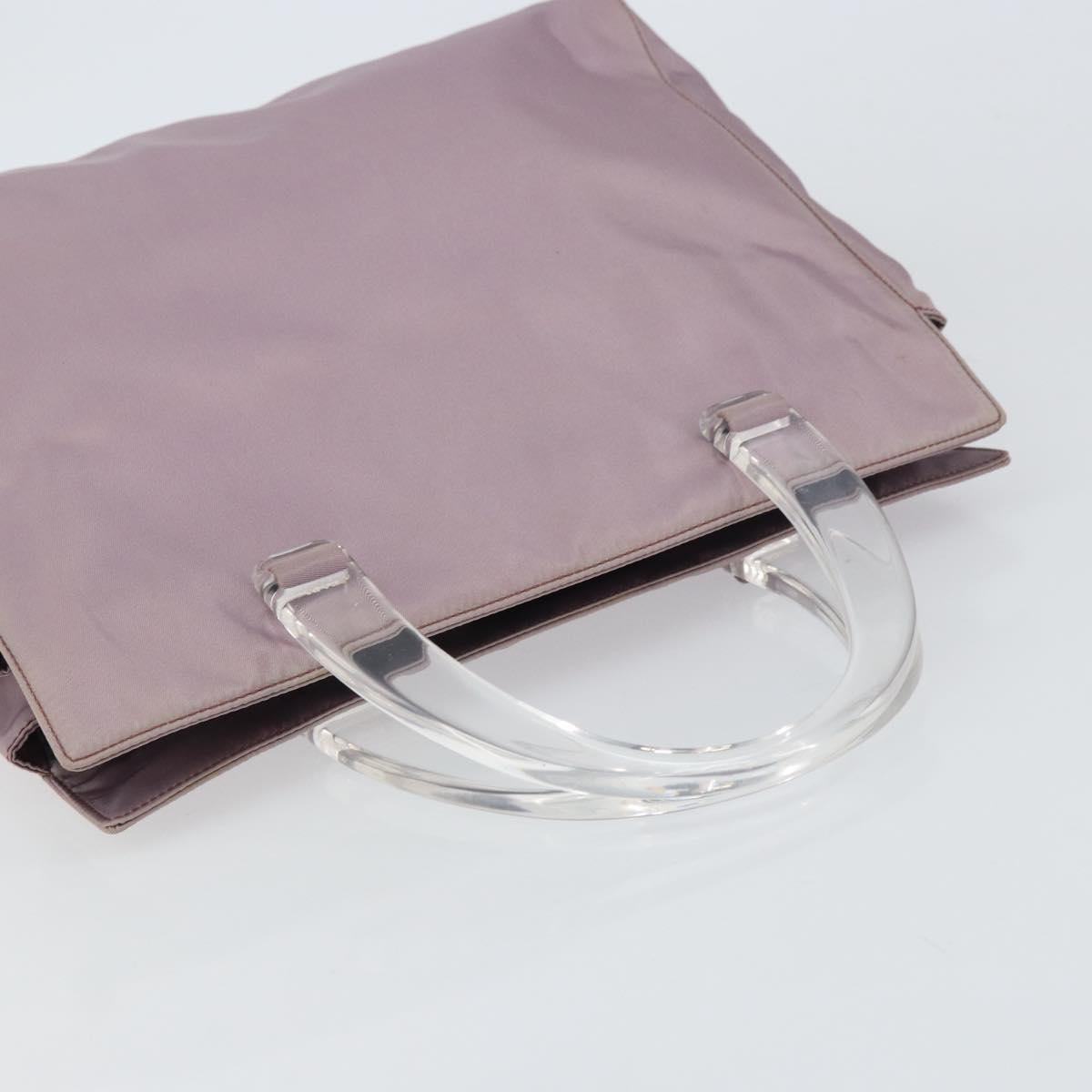 PRADA Hand Bag Nylon Lavende Silver Auth 159273