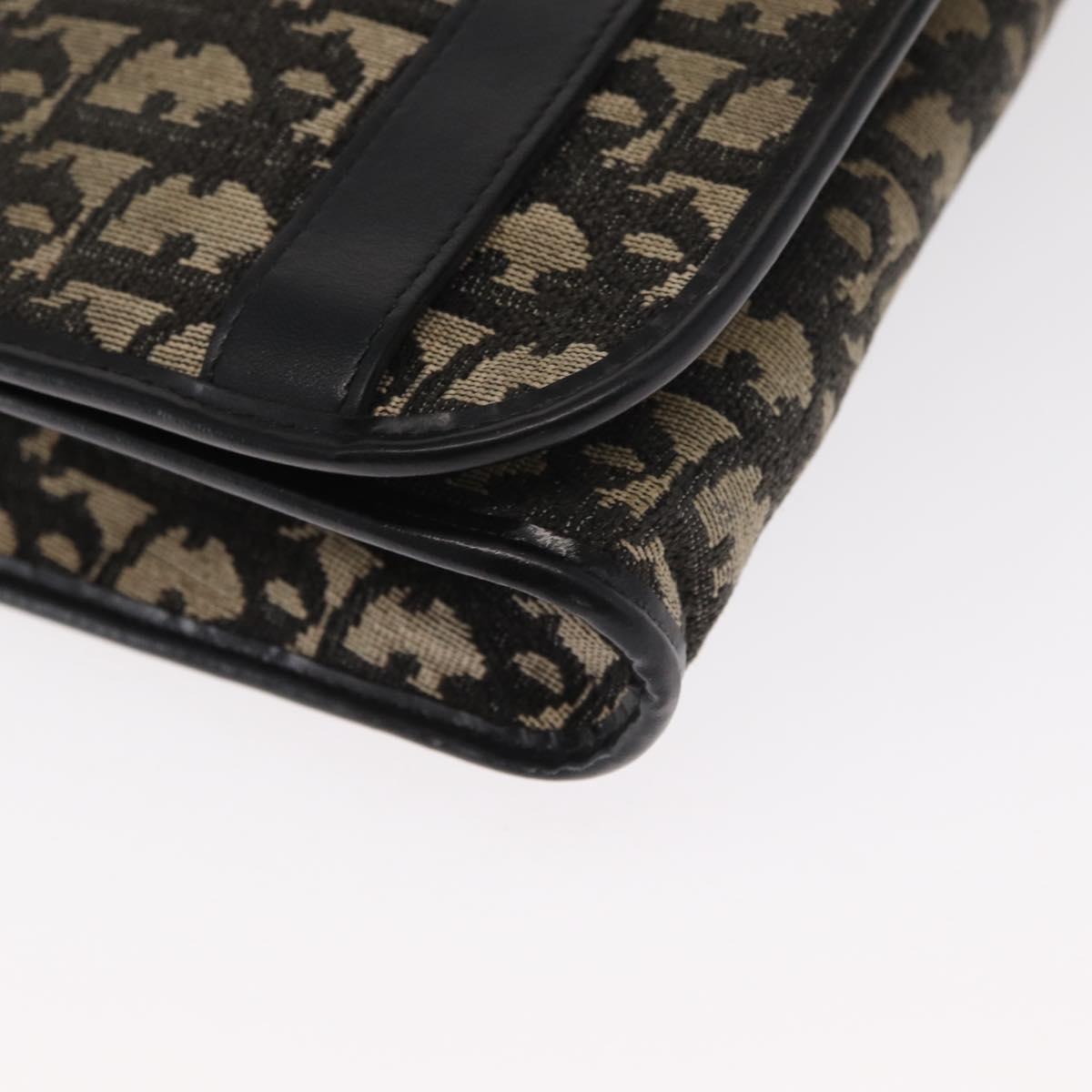 Christian Dior Trotter Canvas Shoulder Bag Black Gold Auth 159274