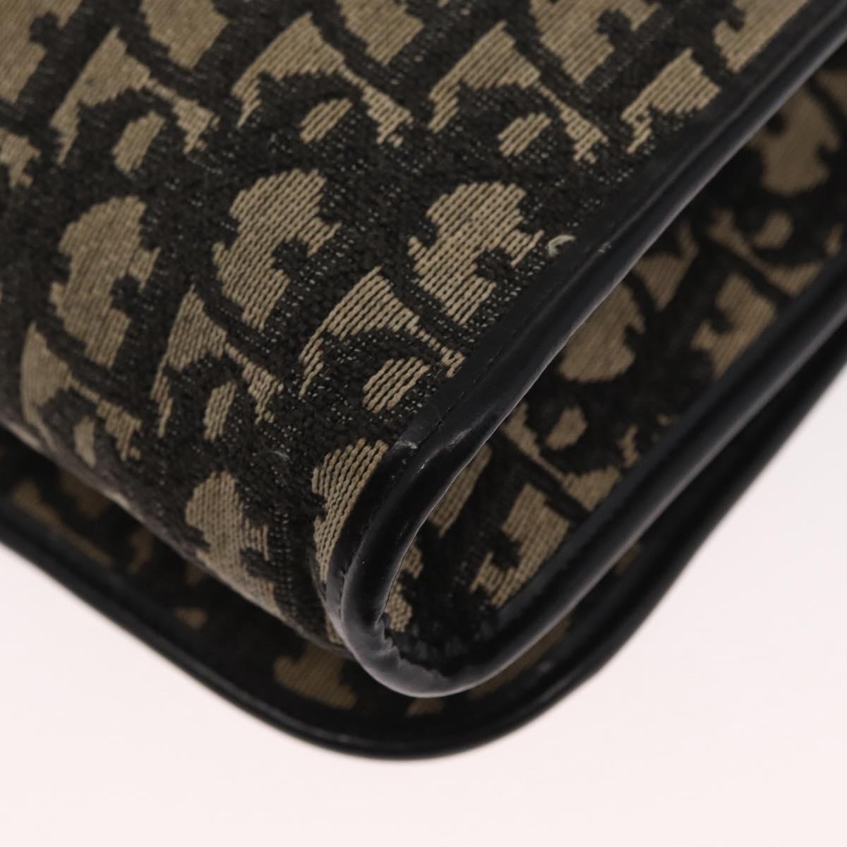 Christian Dior Trotter Canvas Shoulder Bag Black Gold Auth 159274