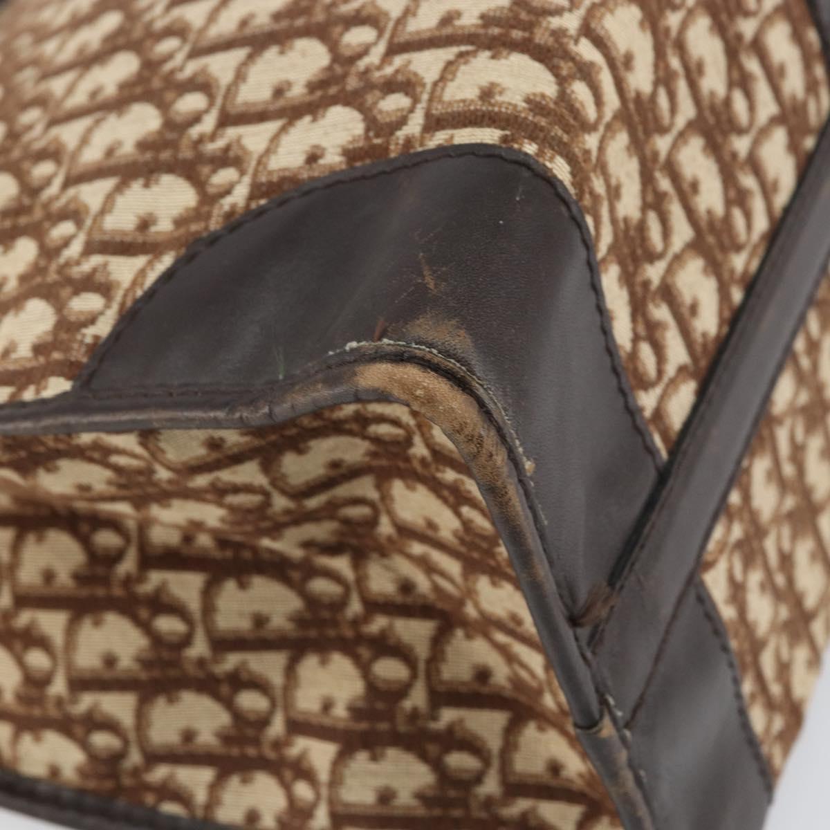 Christian Dior Trotter Canvas Hand Bag Beige Gold Auth 159277