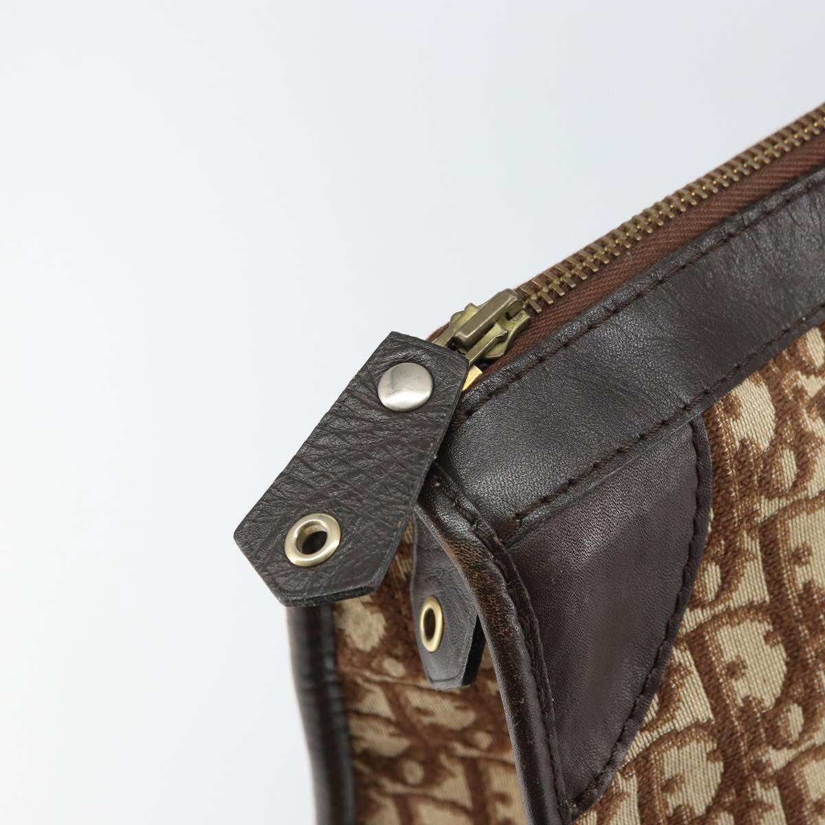 Christian Dior Trotter Canvas Hand Bag Beige Gold Auth 159277