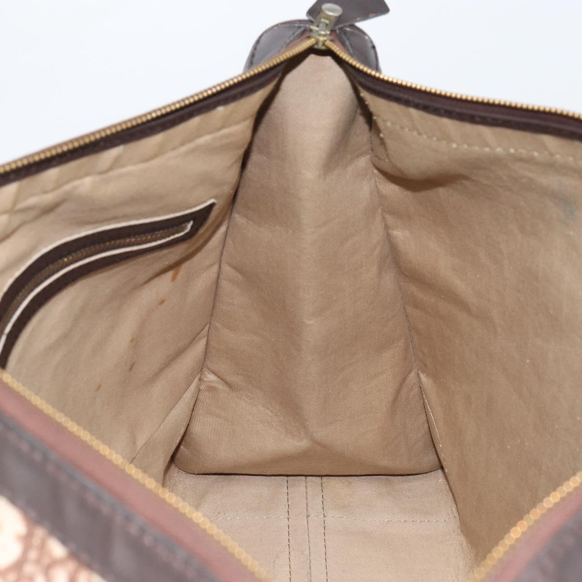 Christian Dior Trotter Canvas Hand Bag Beige Gold Auth 159277