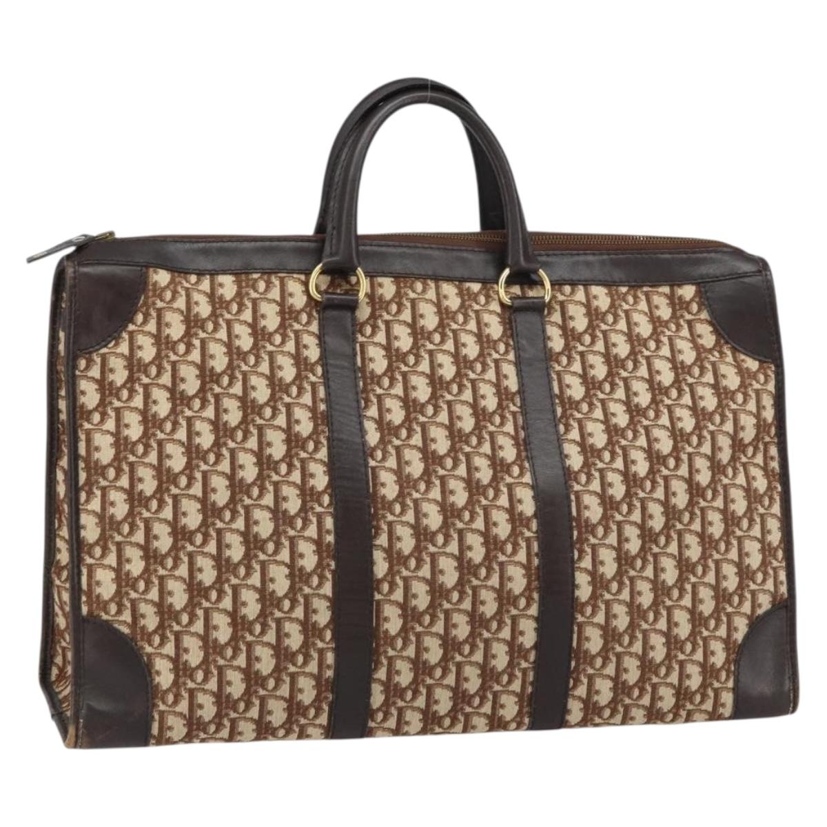 Christian Dior Trotter Canvas Hand Bag Beige Gold Auth 159277