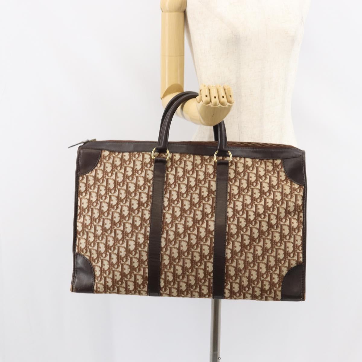 Christian Dior Trotter Canvas Hand Bag Beige Gold Auth 159277