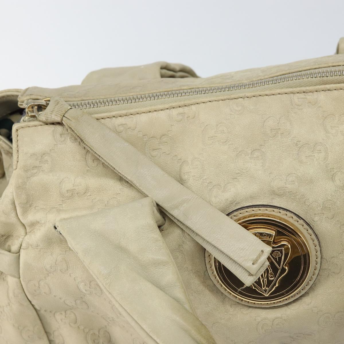 GUCCI GG Canvas Guccissima Histeria Bag Leather Ivory Gold 197020 Auth 159286