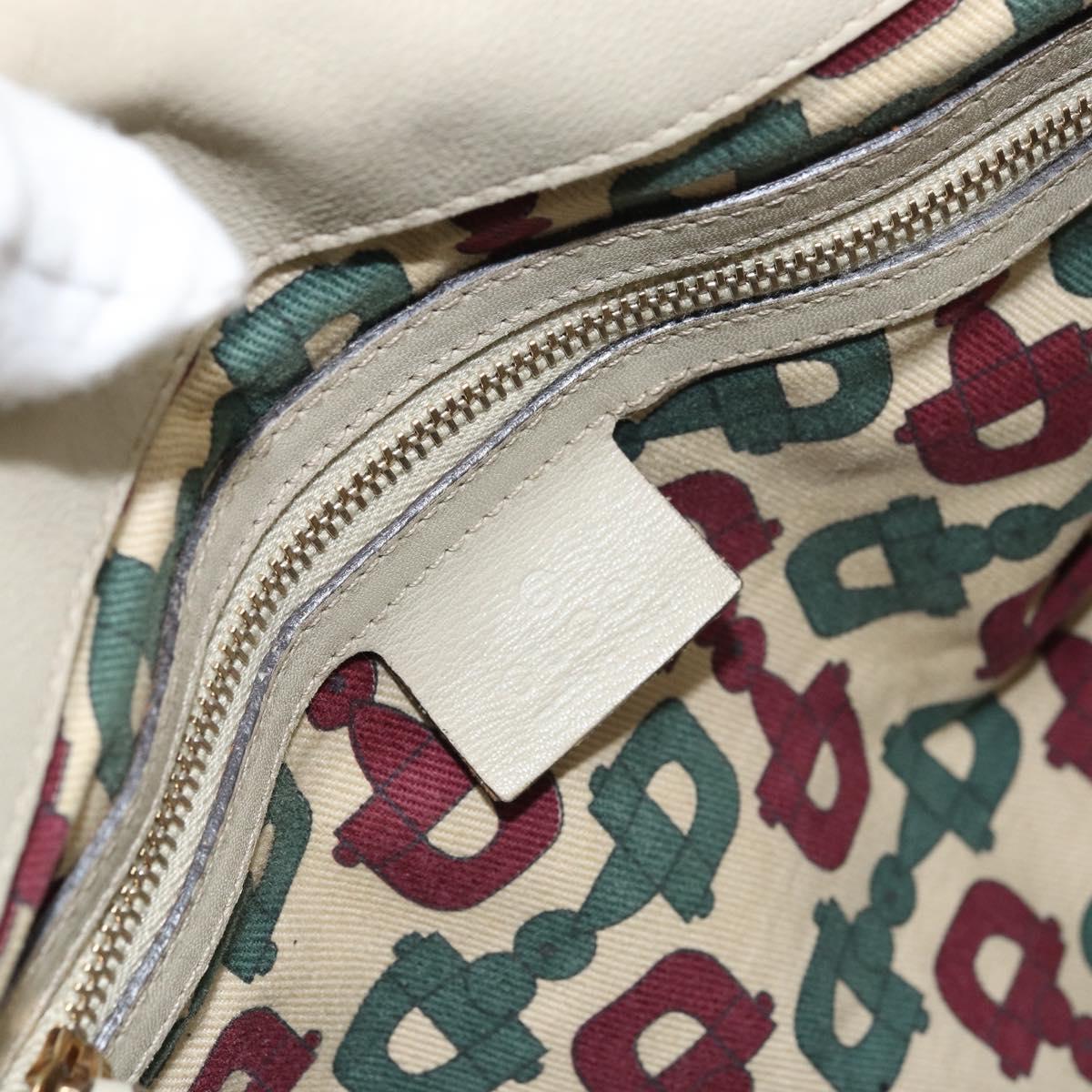 GUCCI GG Canvas Guccissima Histeria Bag Leather Ivory Gold 197020 Auth 159286