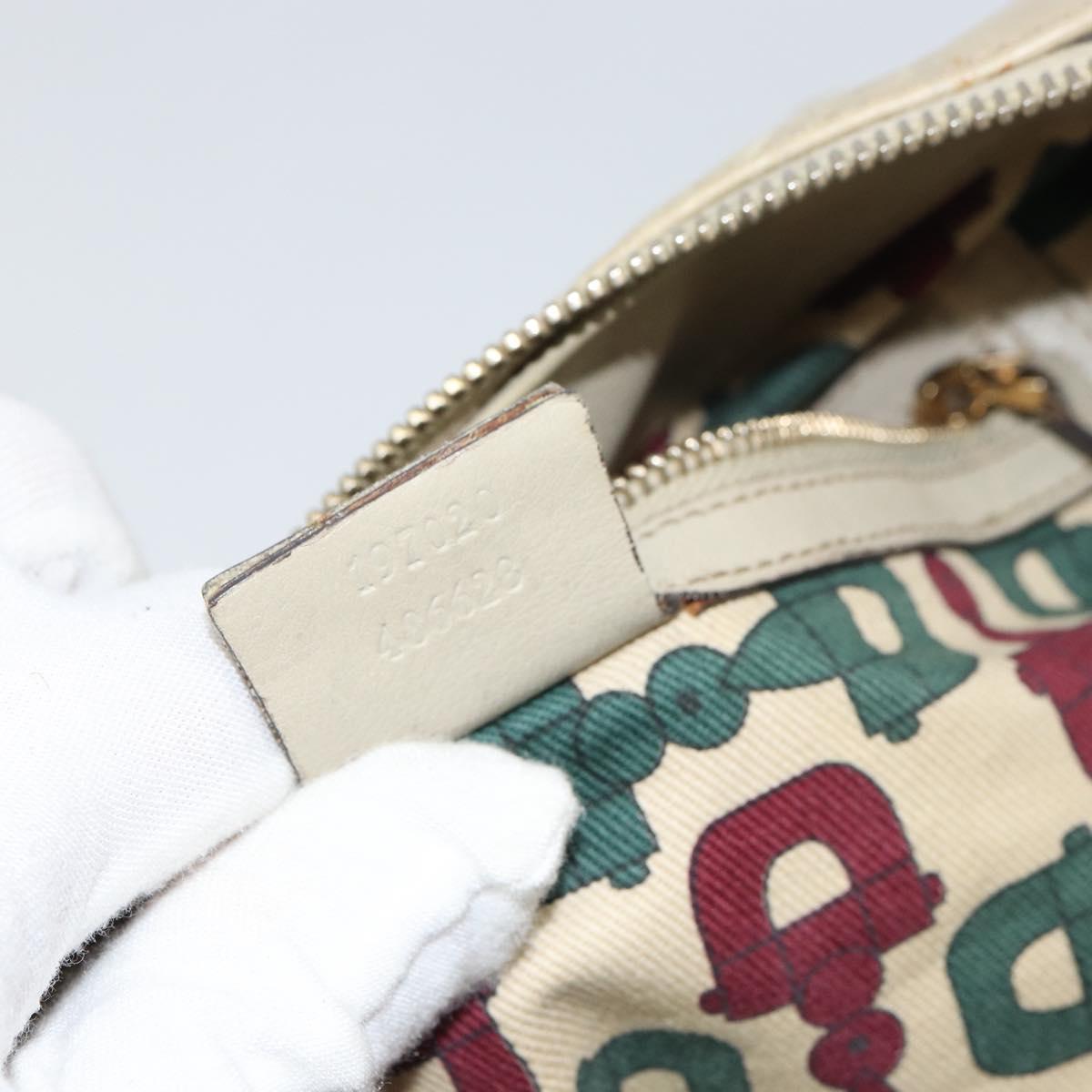 GUCCI GG Canvas Guccissima Histeria Bag Leather Ivory Gold 197020 Auth 159286