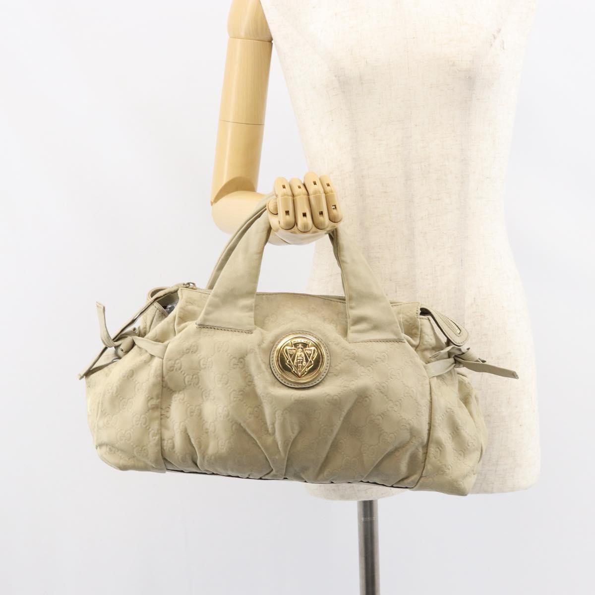 GUCCI GG Canvas Guccissima Histeria Bag Leather Ivory Gold 197020 Auth 159286