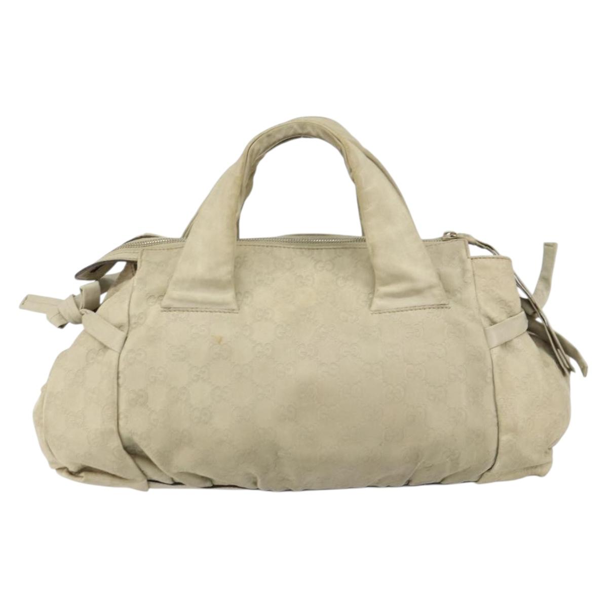 GUCCI GG Canvas Guccissima Histeria Bag Leather Ivory Gold 197020 Auth 159286