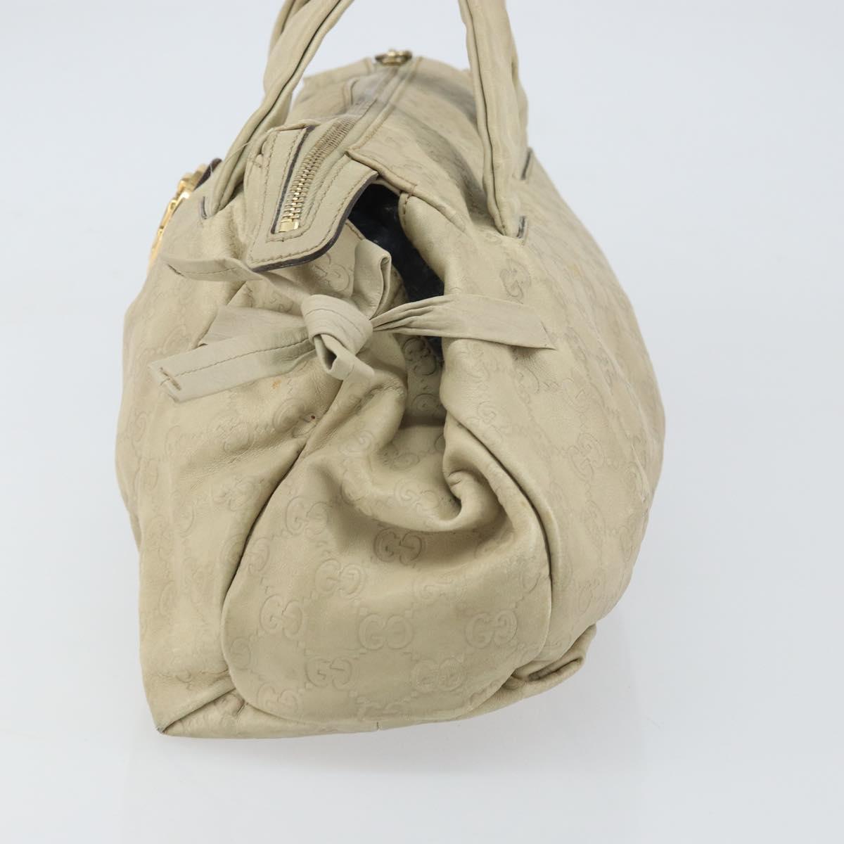 GUCCI GG Canvas Guccissima Histeria Bag Leather Ivory Gold 197020 Auth 159286