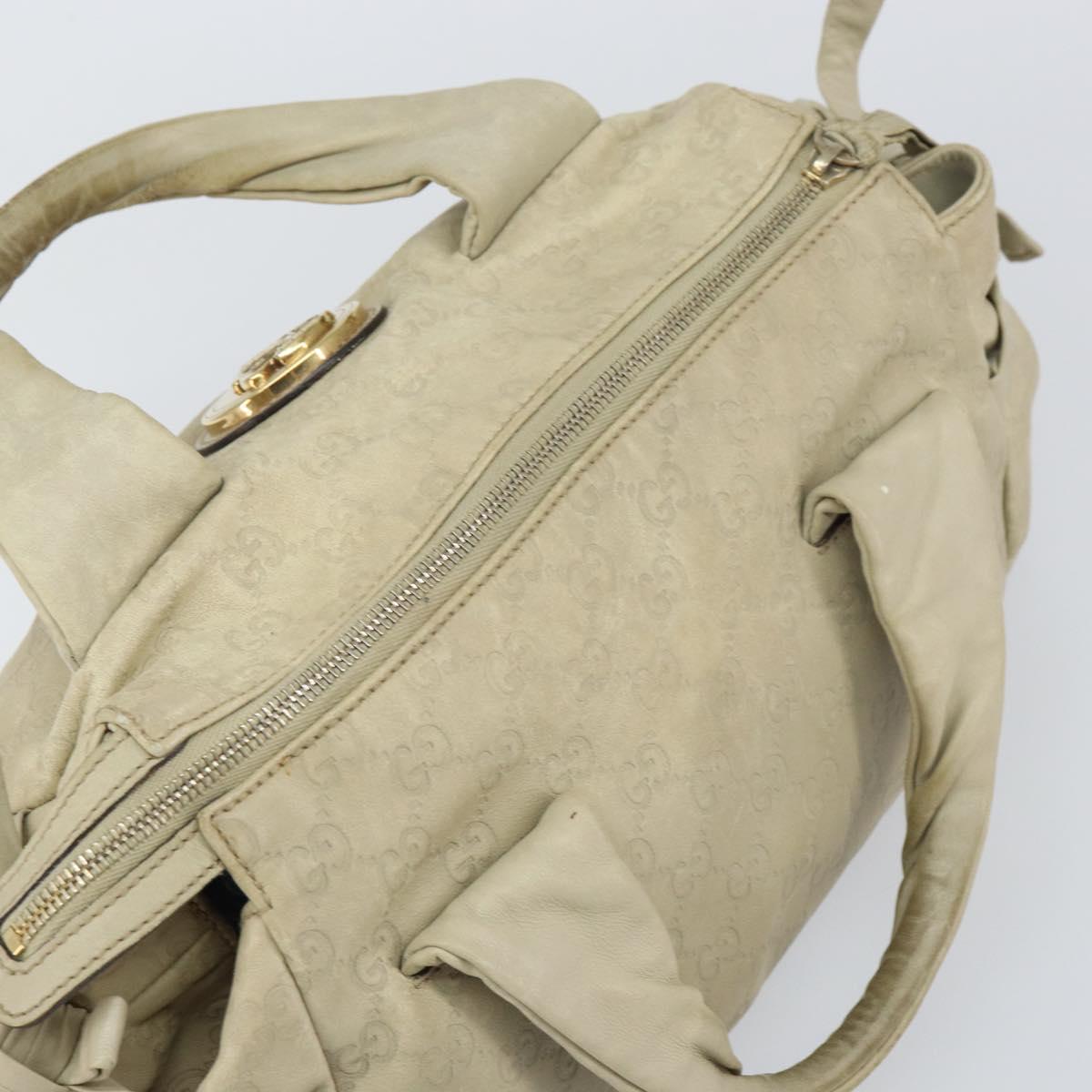 GUCCI GG Canvas Guccissima Histeria Bag Leather Ivory Gold 197020 Auth 159286