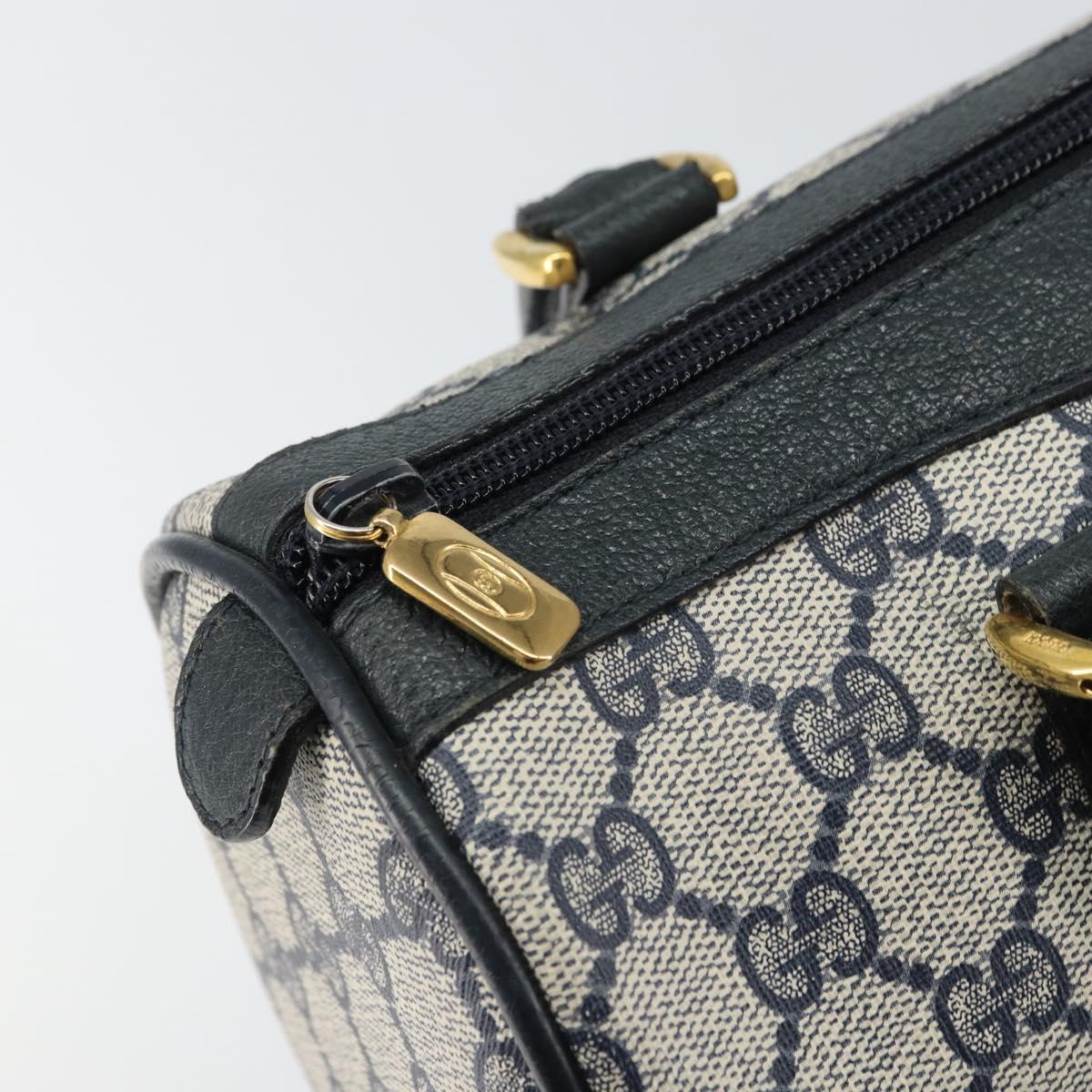 GUCCI GG Supreme Sherry Line Hand Bag PVC Navy Gold Red 39 02 006 Auth 159287