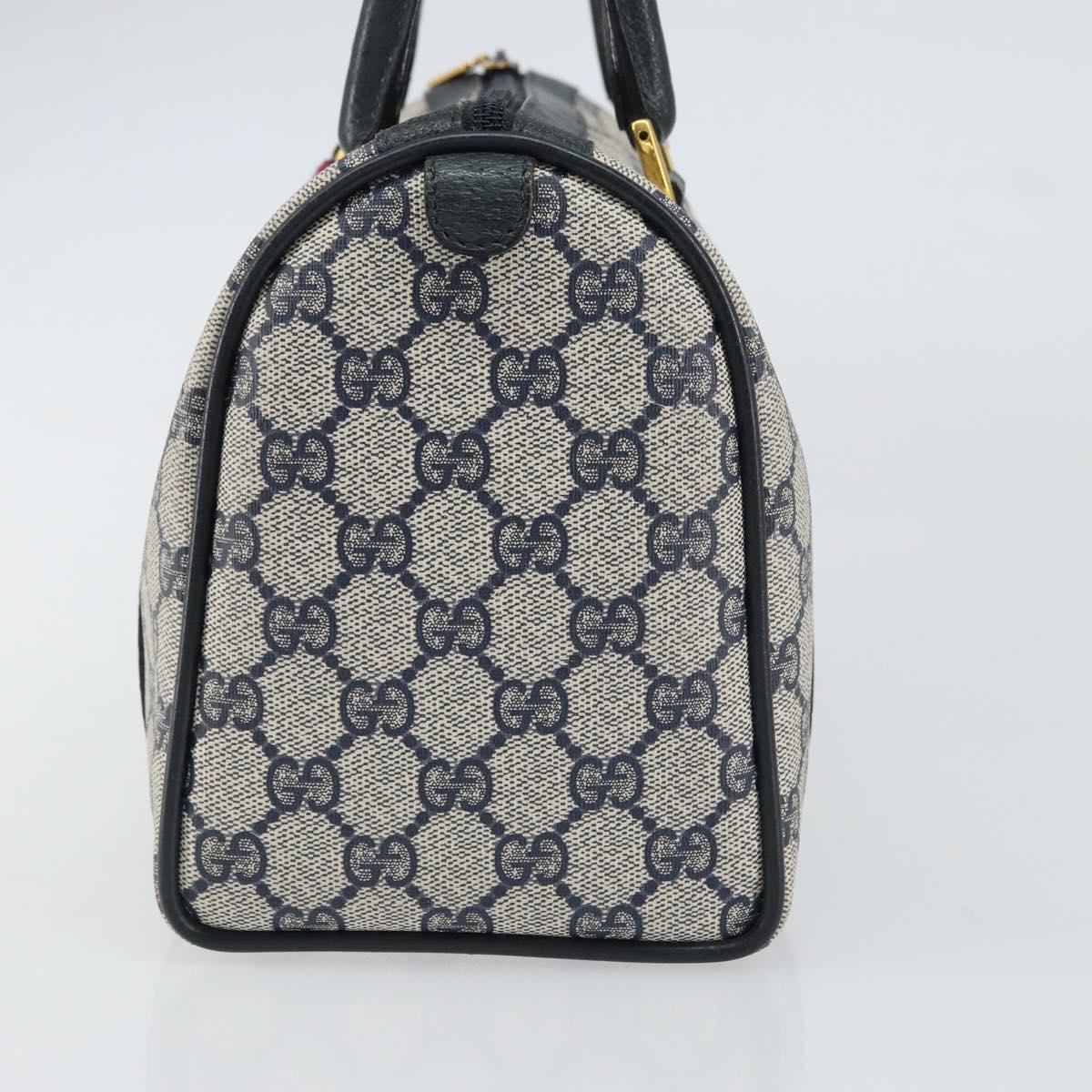 GUCCI GG Supreme Sherry Line Hand Bag PVC Navy Gold Red 39 02 006 Auth 159287