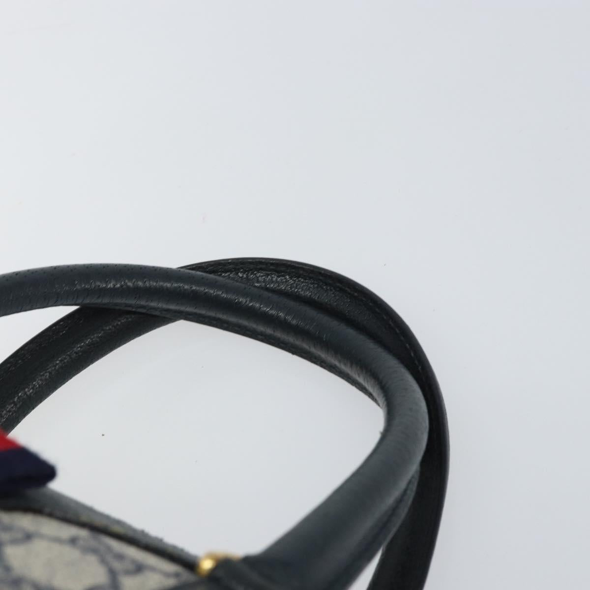 GUCCI GG Supreme Sherry Line Hand Bag PVC Navy Gold Red 39 02 006 Auth 159287