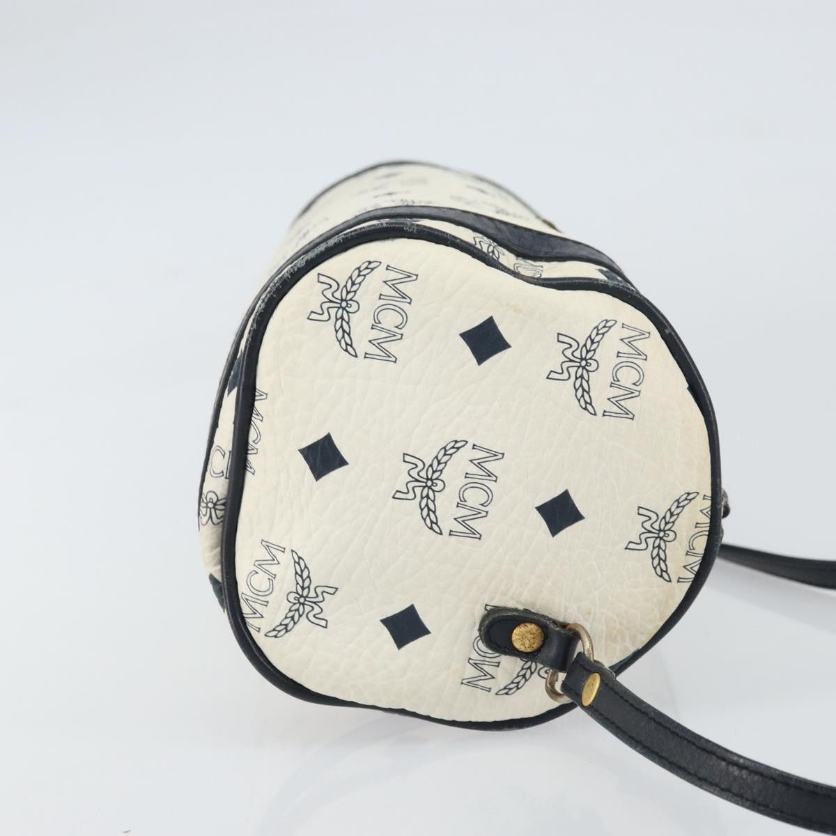 MCM Vicetos Logogram Shoulder Bag PVC Leather White Gold Auth 159292